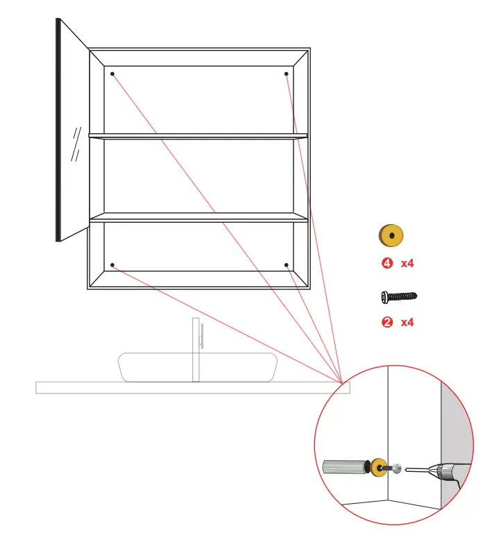 ETPRO 21 in. W x 30 in. H LED Rectangular Black Wood Surface Mount Medicine Cabinet FIG 6