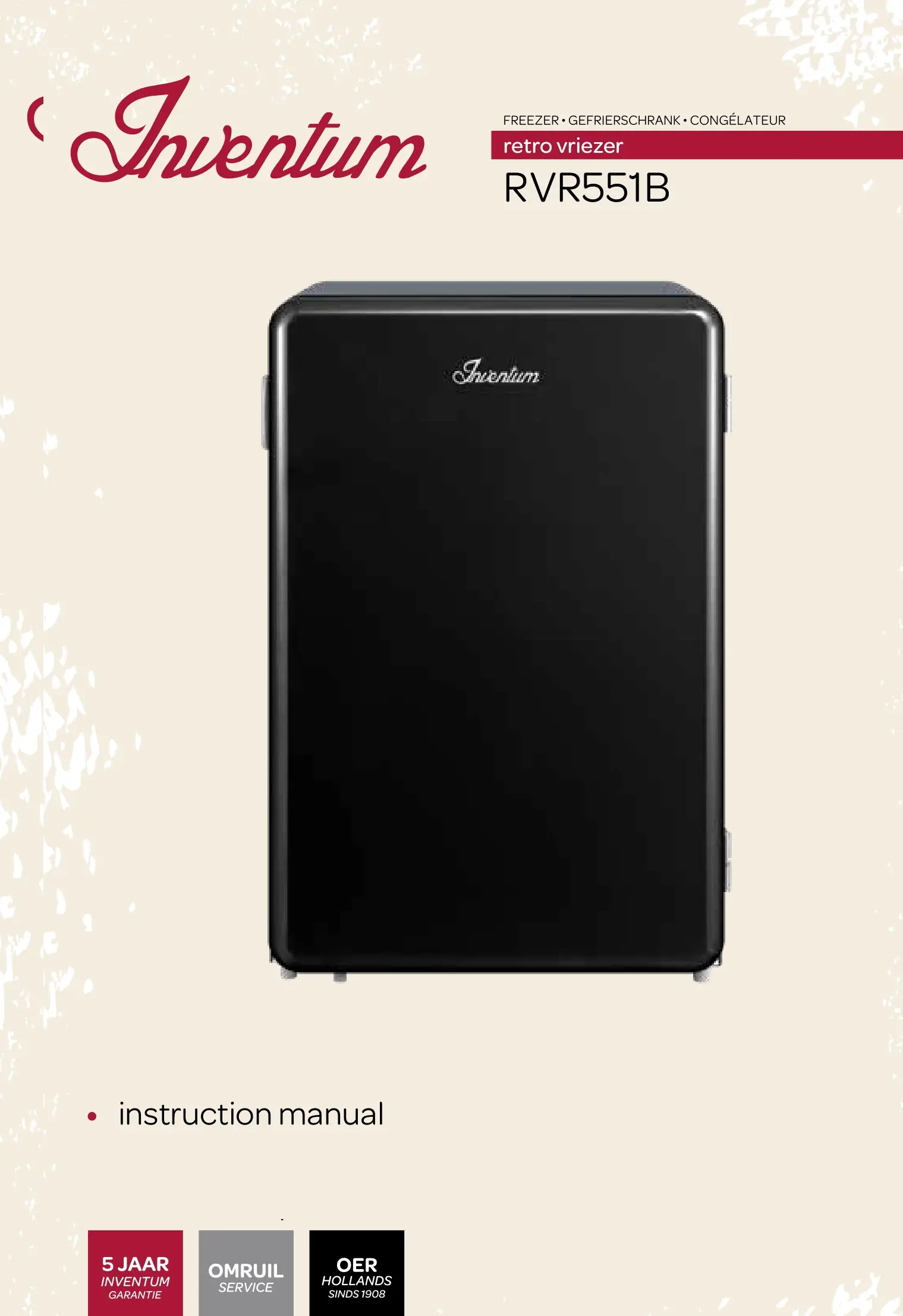 INVENTUM RVR551B Freestanding Retro Freezer Instruction Manual