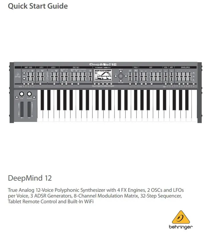 Deepmind 12-Voice Polyphonic Synthesizer with 4 FX Engines User Guide