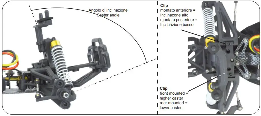 JAMARA 053371 Veloce EP LiPo 2.4 GHz M Monster Truck Instruction Manual - Front caster high low