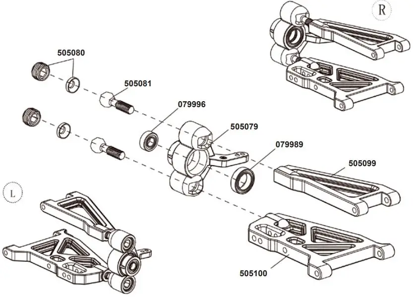 JAMARA 053371 Veloce EP LiPo 2.4 GHz M Monster Truck Instruction Manual - Steering assembly diagram