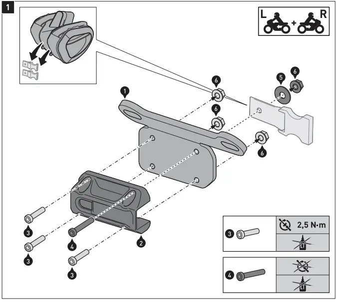 SW-MOTECH BC.HTA.06.740.31800 Blaze Saddlebags Support Arms for Yamaha MT-125. 3