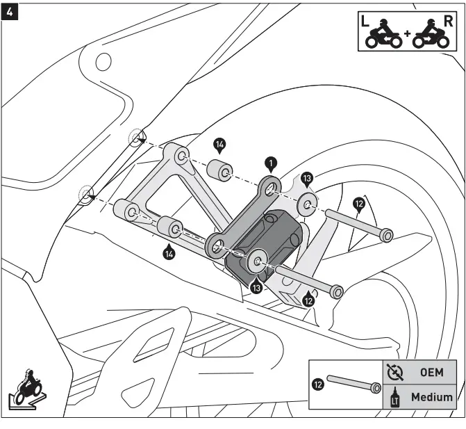 SW-MOTECH BC.HTA.06.740.31800 Blaze Saddlebags Support Arms for Yamaha MT-125. 6