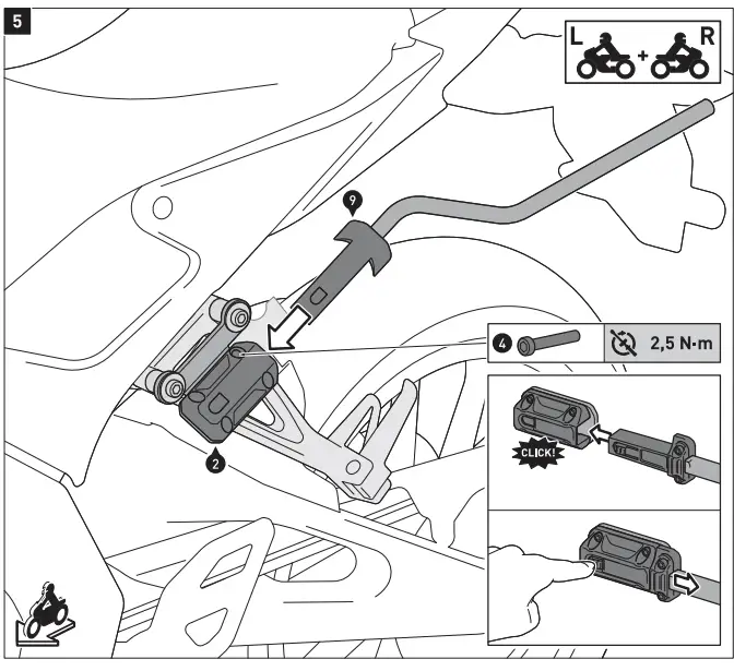 SW-MOTECH BC.HTA.06.740.31800 Blaze Saddlebags Support Arms for Yamaha MT-125. 7.