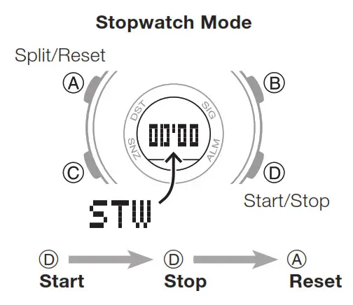 CASIO Wrist Watch - Stopwatch Mode