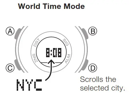 CASIO Wrist Watch - World Time Mode