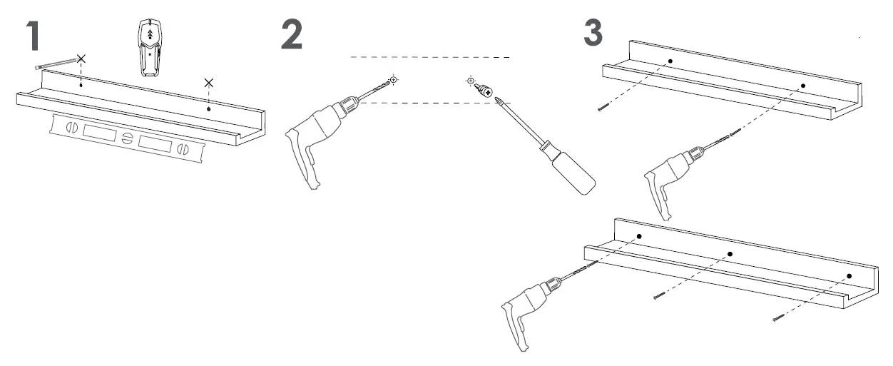 inPlace 9605018E Cool Grey Picture Ledge MDF Floating Wall Shelf fig 2