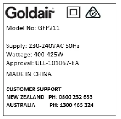 Goldair GFP211 Fibre Panel Heater - fig 1