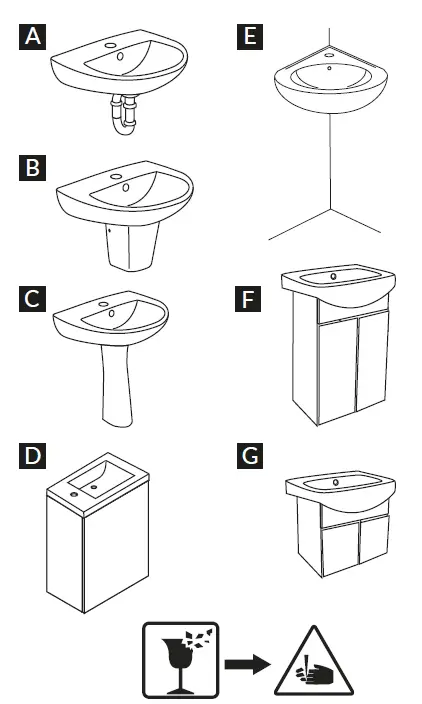 cersanit Lara 50 Como Washbasin Cabinet FIG 1