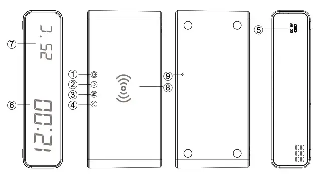 OPTONICA 9514 Wireless Charging Desk Clock -