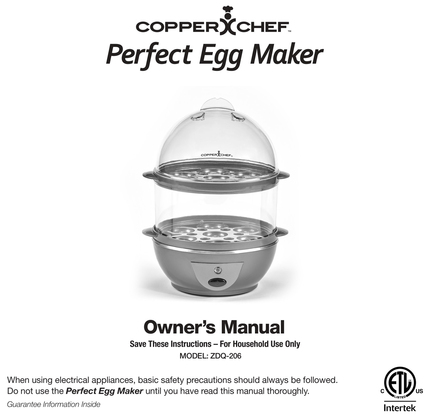 COPPER CHEF ZDQ-206 Perfect Egg Maker Owner's Manual