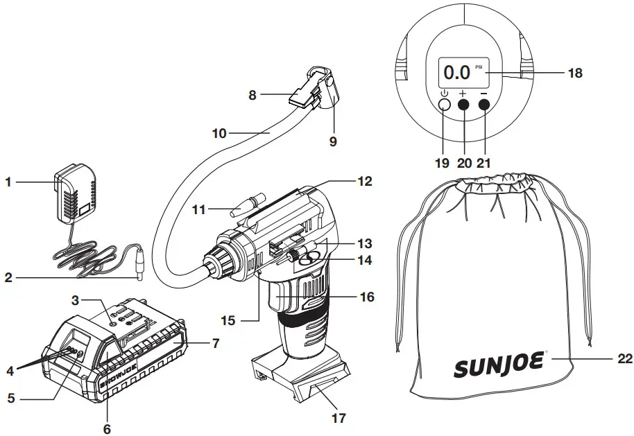 SUN JOE 24V AJC LTX RM Cordless Air Compressor - Overview