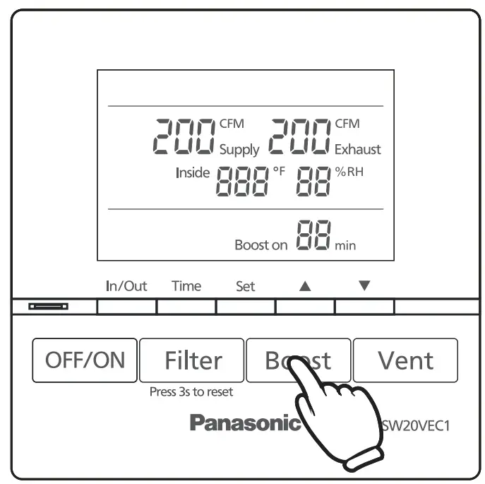 FV-SW20VEC1 LCD Wired Wall Control Panel Display Operation