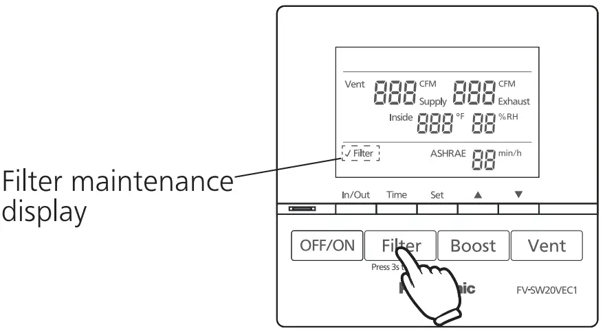 FV-SW20VEC1 LCD Wired Wall Control Panel Display Operation