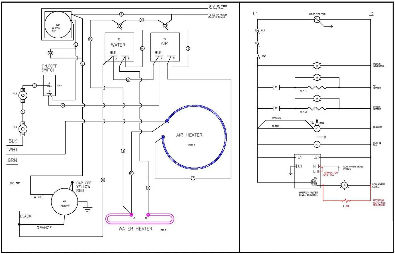 CARTER HOFFMANN HL6 Series HL6-18 Humidified Holding Cabinets - WIRING DIAGRAMS