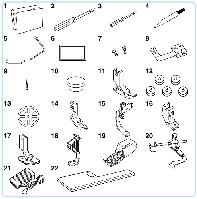 brother PQ1500SL High Speed Straight Stitch Sewing Machine - Accessories