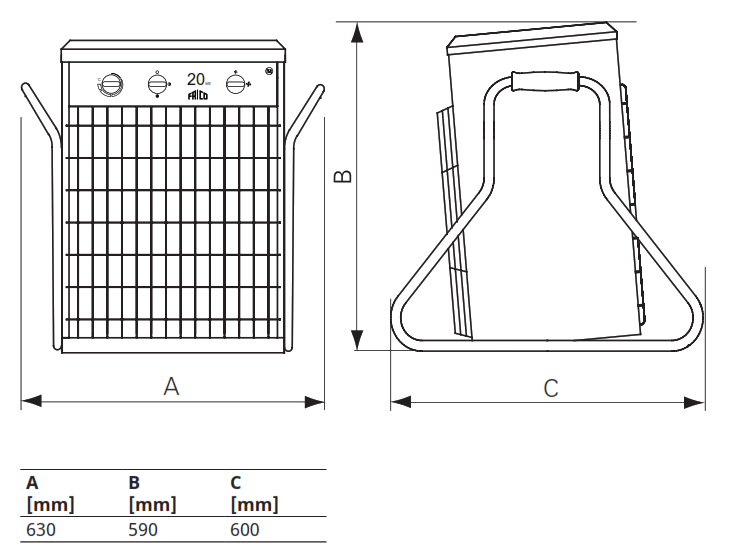 FRICO TIG203 0 Tiger 20 30 kW Fan Heater - fig