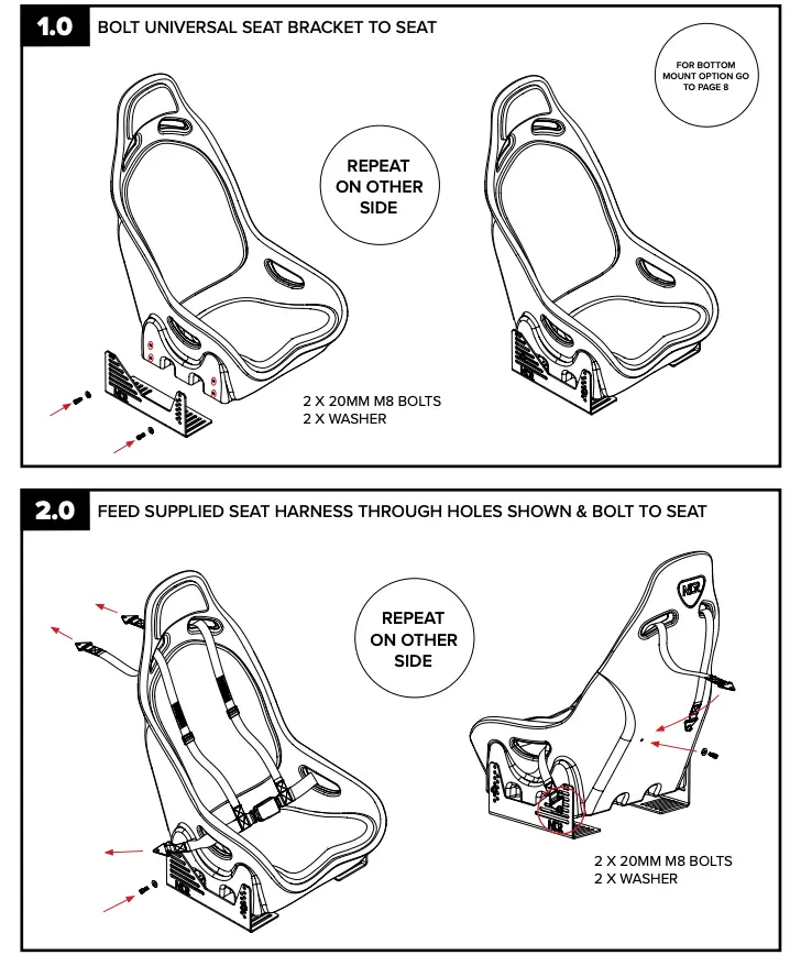 FOR SET UP WITH UNIVERSAL SEAT BRACKET Figure 1 and 2