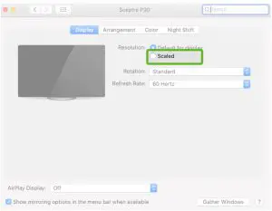 Display Settings Window
