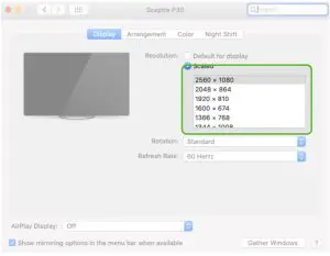Display Settings Window