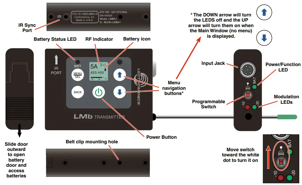 LECTROSONICS LMb Bodypack Wireless Transmitter -Operating Instructions