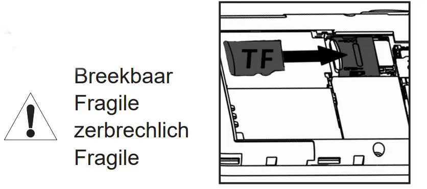 Fysic F25 Flip Mobile Phone - Slide the SD card into position with the metal contacts facing down