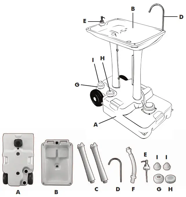 HIKE CREW HCCHH7702 XL Portable Outdoor Sink- PARTS OVERVIEW