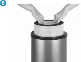 Put back the HEPA filter into the carbon barrel