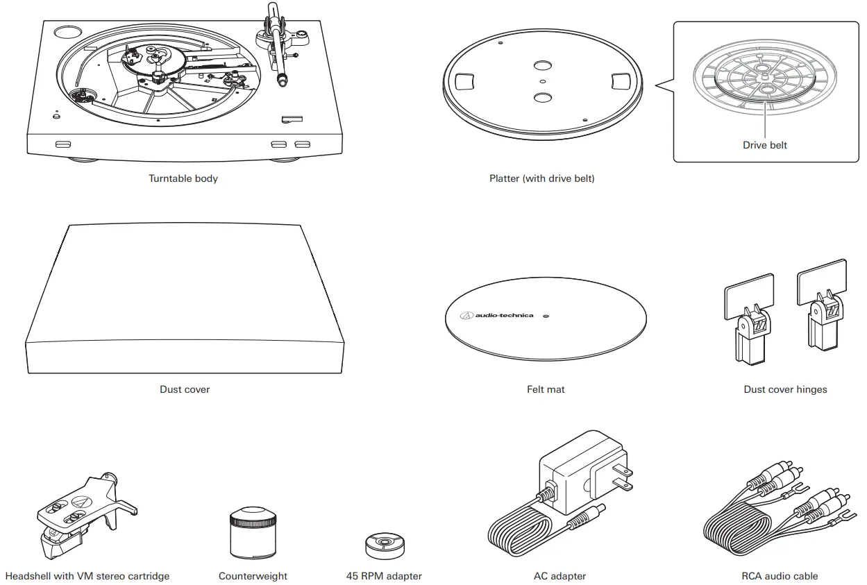 audio technica AT LP3XBT Automatic Wireless Turntable - Contents
