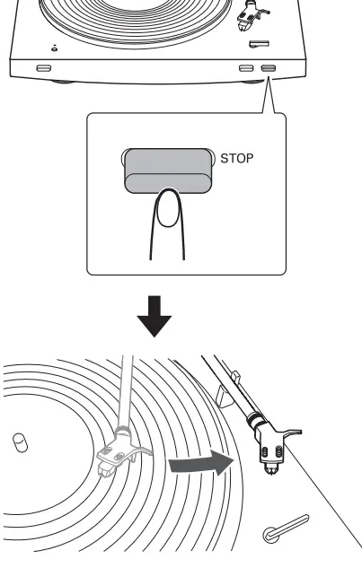 audio technica AT LP3XBT Automatic Wireless Turntable - STOP button