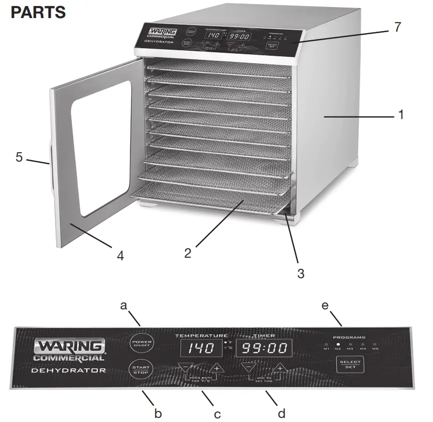 WARING COMMERCIAL WDH10 10 Tray Food Dehydrator - PARTS