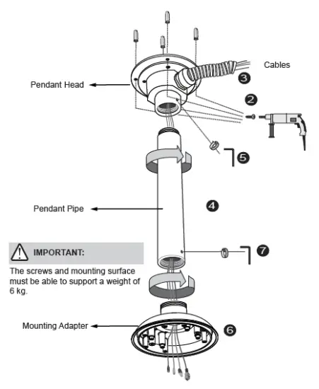 PELCO-SRXV-PCF-Pendan- Ceiling-Flange-and-Extension-fig-4