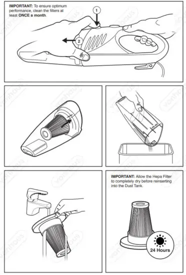 VonHaus 3007884 2 in 1 Stick Vacuum 600W Grey - MAINTENANCE