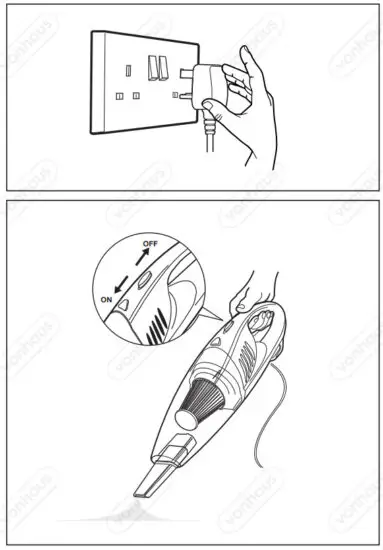 VonHaus 3007884 2 in 1 Stick Vacuum 600W Grey - OPERATION