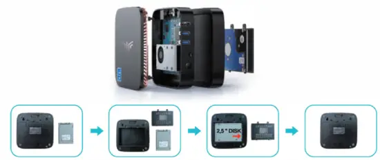 NiPoGi AK1 -8GB -Ram -128GB -Rom -Windows -10 Pro -Ιntel -Celeron -3