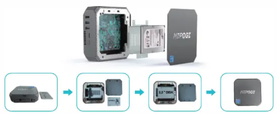 NiPoGi AK1 -8GB -Ram -128GB -Rom -Windows -10 Pro -Ιntel -Celeron -4