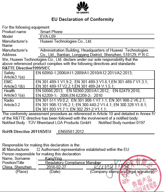 EU Declaration of Conformity