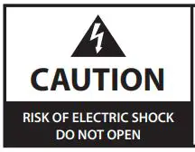 AMC DAB radio Music Player User Manual - Caution Risk of Electric Shock icon