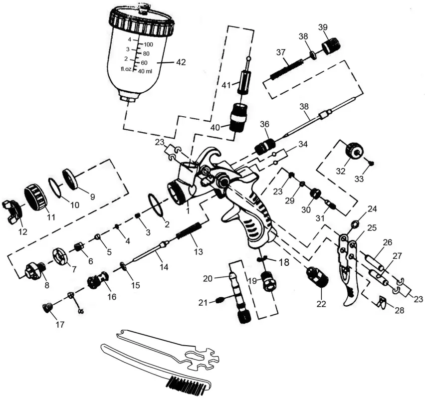 Clarke AP8GF Professional Gravity Fed HVLP Mini Spray Gun - level