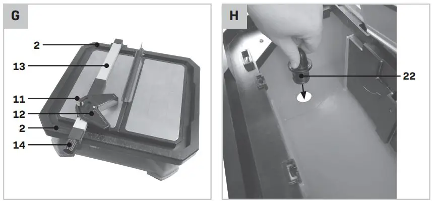 VONROC TC501AC Tile Cutter Instruction Manual - Fig G,H