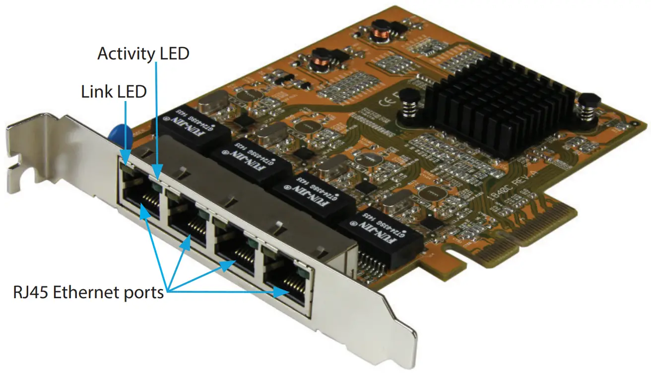 StarTech com ST1000SPEX43 PCIe Gigabit Network Card 4 Port - Product diagram