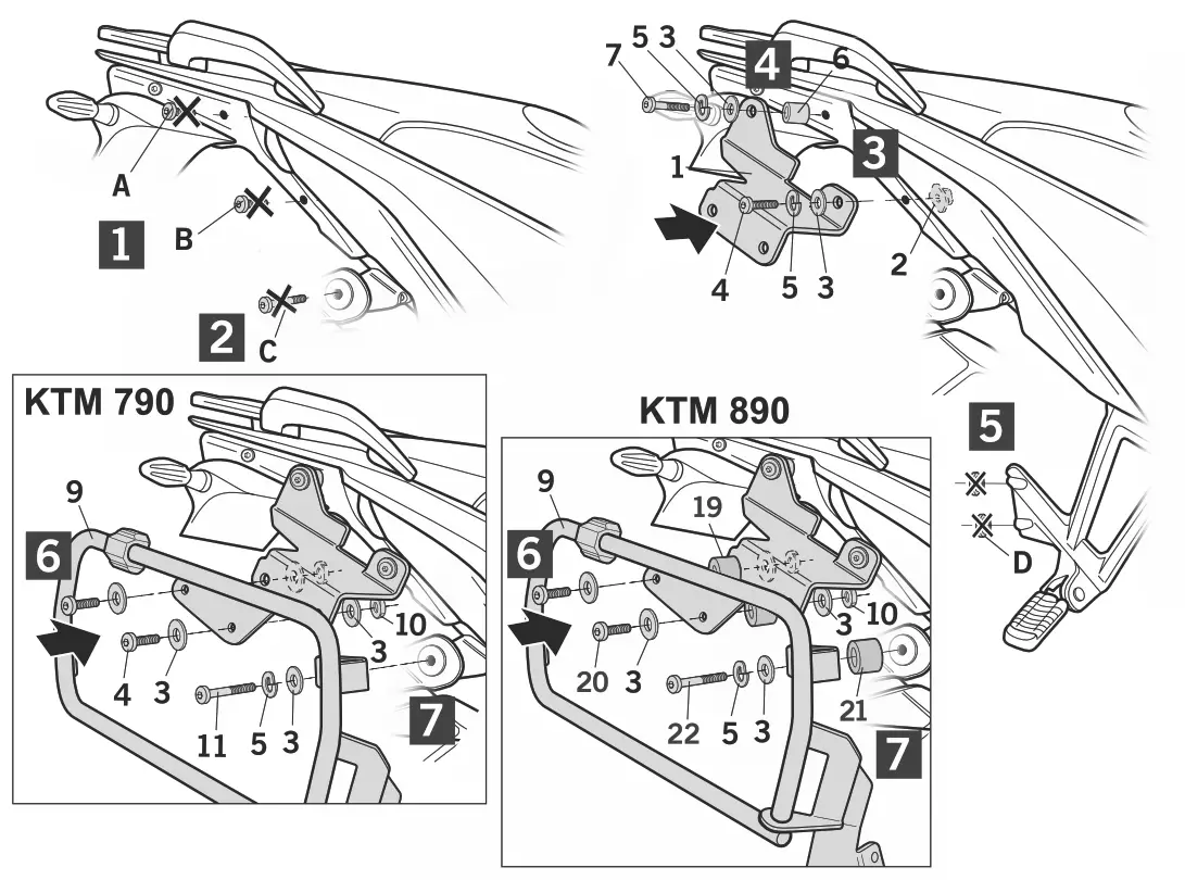 KTM 790 Adventure R 19-20 SHAD 4P Pannier Fitting - FIG1