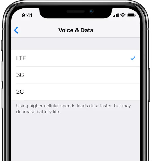 Apple iOS Set up Voice over LTE Calling