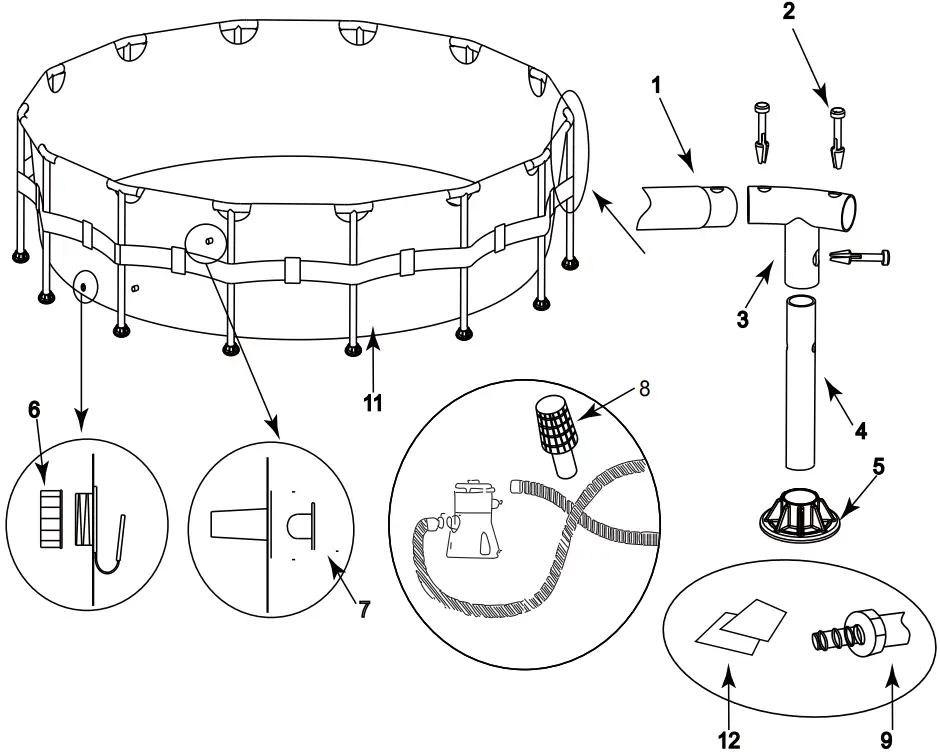 EXIT 14ft Pool Wood Ø488 X 122cm With Dome And Sand Filter Pump - FIGURE 34