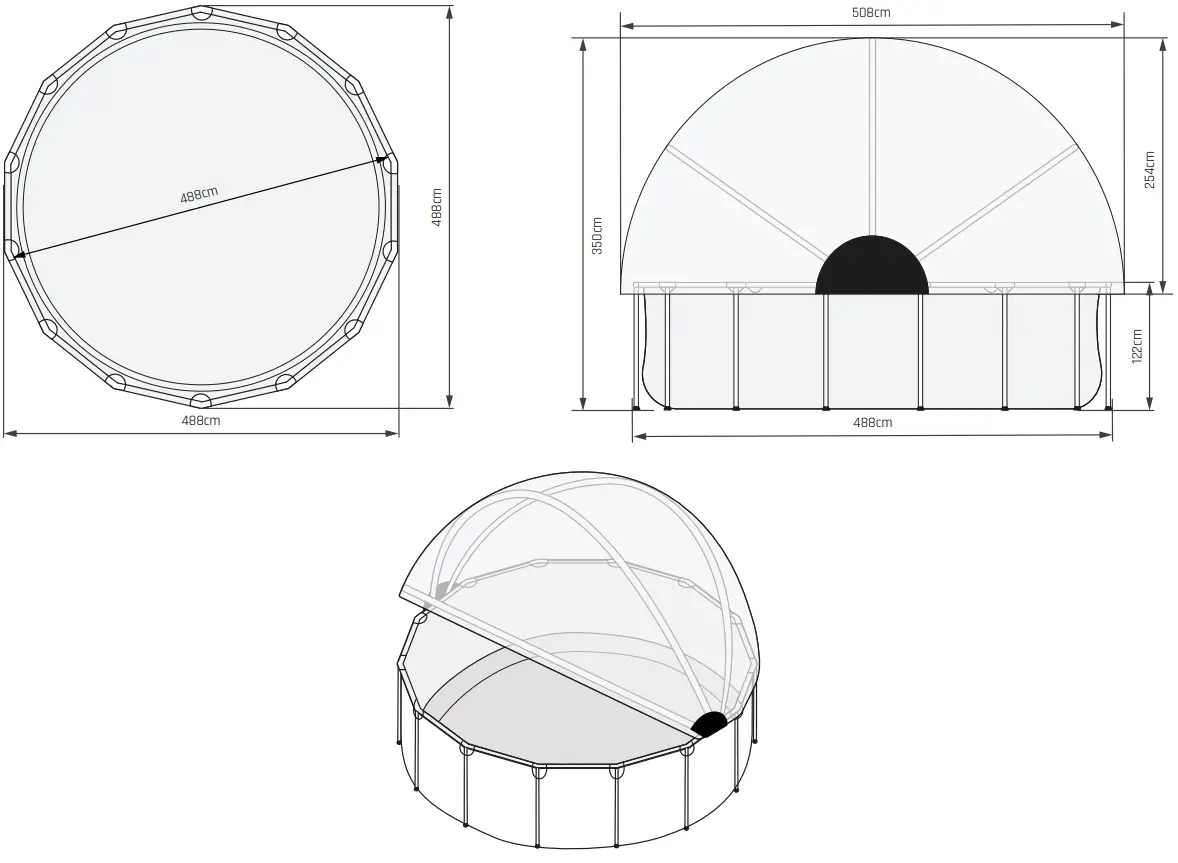 EXIT 14ft Pool Wood Ø488 X 122cm With Dome And Sand Filter Pump - FIGURE 45