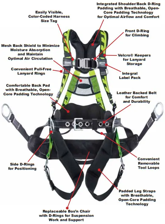 Honeywell AAT-QCSMG Miller Aircore Tower CLimbing Harness - AirCore Tower Climbing Harness