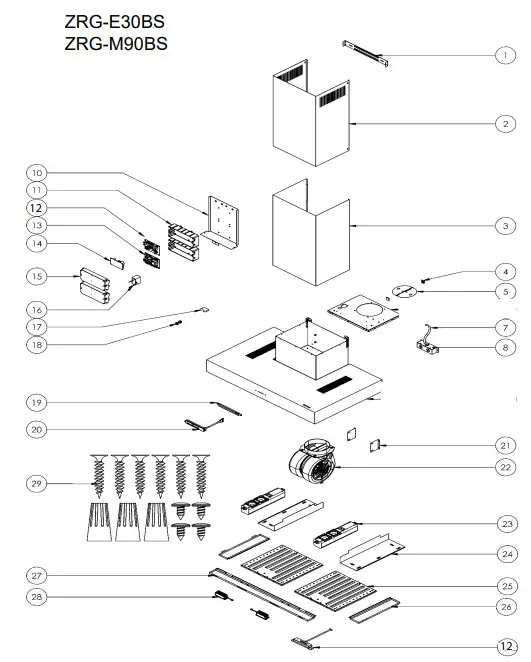 ZEPHYR ZRG-E30BS Roma Groove Wall Mount Range Hood img1