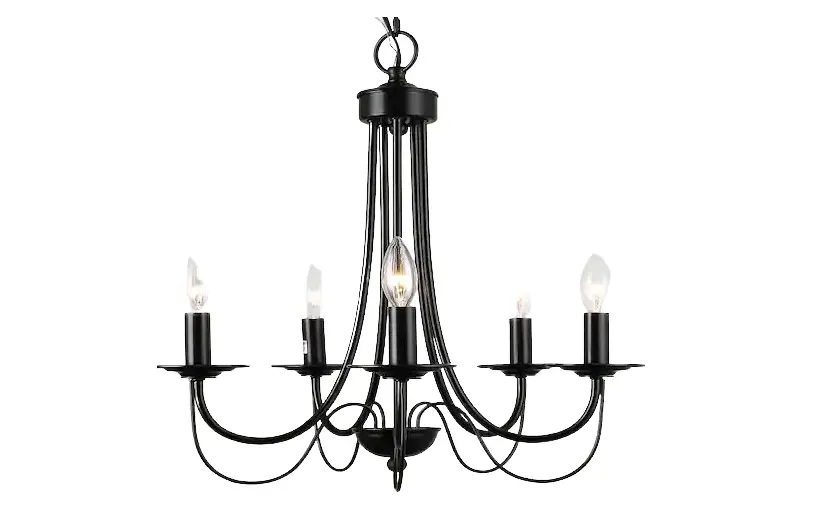 The Home Depot A02894 Modern Black Chandelier Candlestick Island 5-light Pendant Light Installation Guide