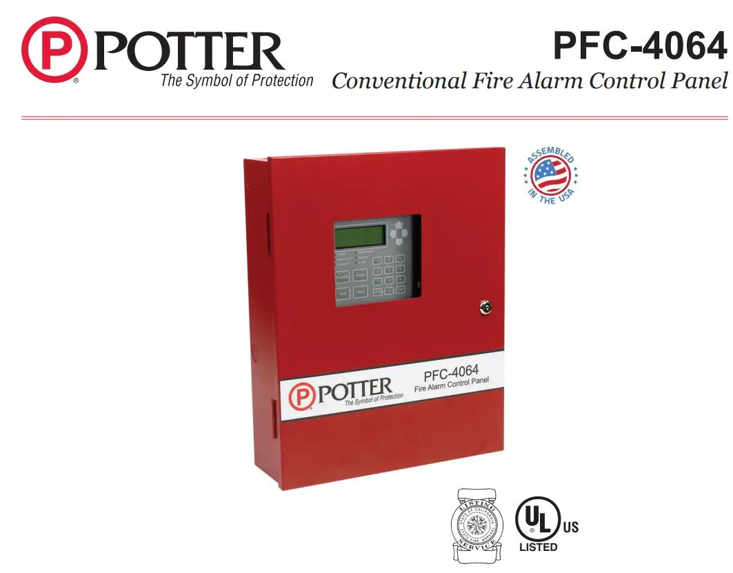 POTTER PFC-4064 Conventional Fire Alarm Control Panel User Manual