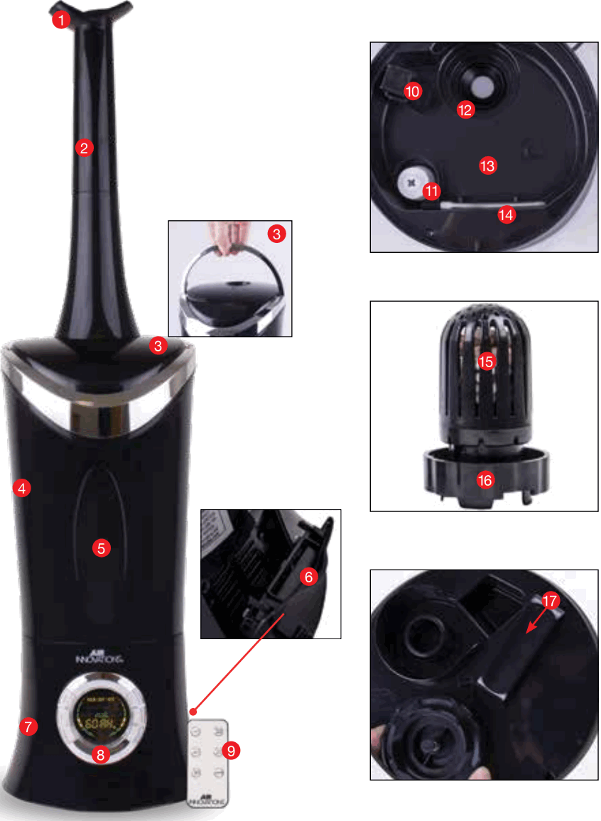 AIR INNOVATION MH-702A Clean Mist Smart Humidifier - Parts & Contents